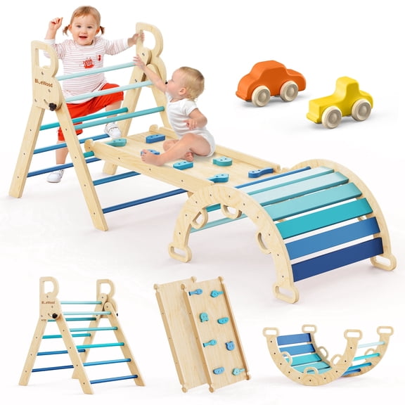 Buballino Pikler Triangle Climbing Set - Indoor 3-Piece Playground Equipment for Kids