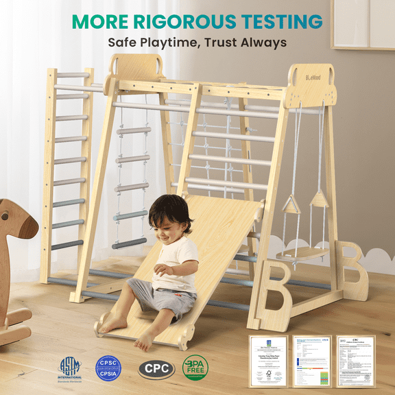 Buballino Playground Climber Wooden Indoor Toddler,Playground Climber Set
