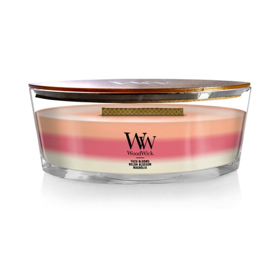 WoodWick Blooming Orchard Scented Trilogy Ellipse Candle, Crackles as it Burns, Up to 50 Hours Burn time, 16oz
