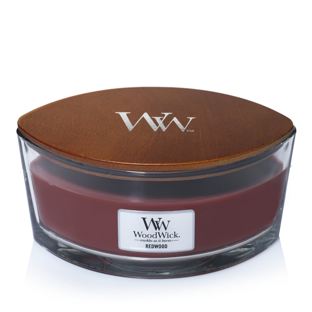 WoodWick® Ellipse Candle, Redwood & Amber Blend, Hearthwick® Flame