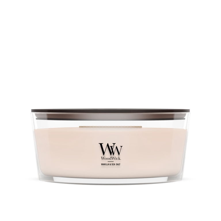 WoodWick 16 oz Ellipse Scented Candle, Vanilla Sea Salt, Pink