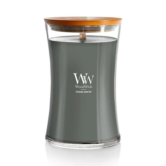 WoodWick Evening Bonfire Scented Large Hourglass Candle, Crackles as it Burns, Great for Gifting, 21oz