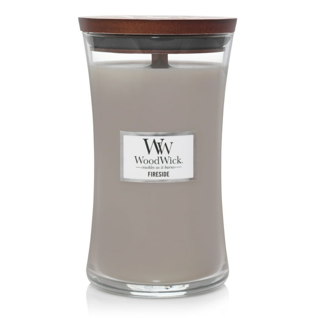 WoodWick Large Hourglass Fireside Candle with Amber Scent and Wooden