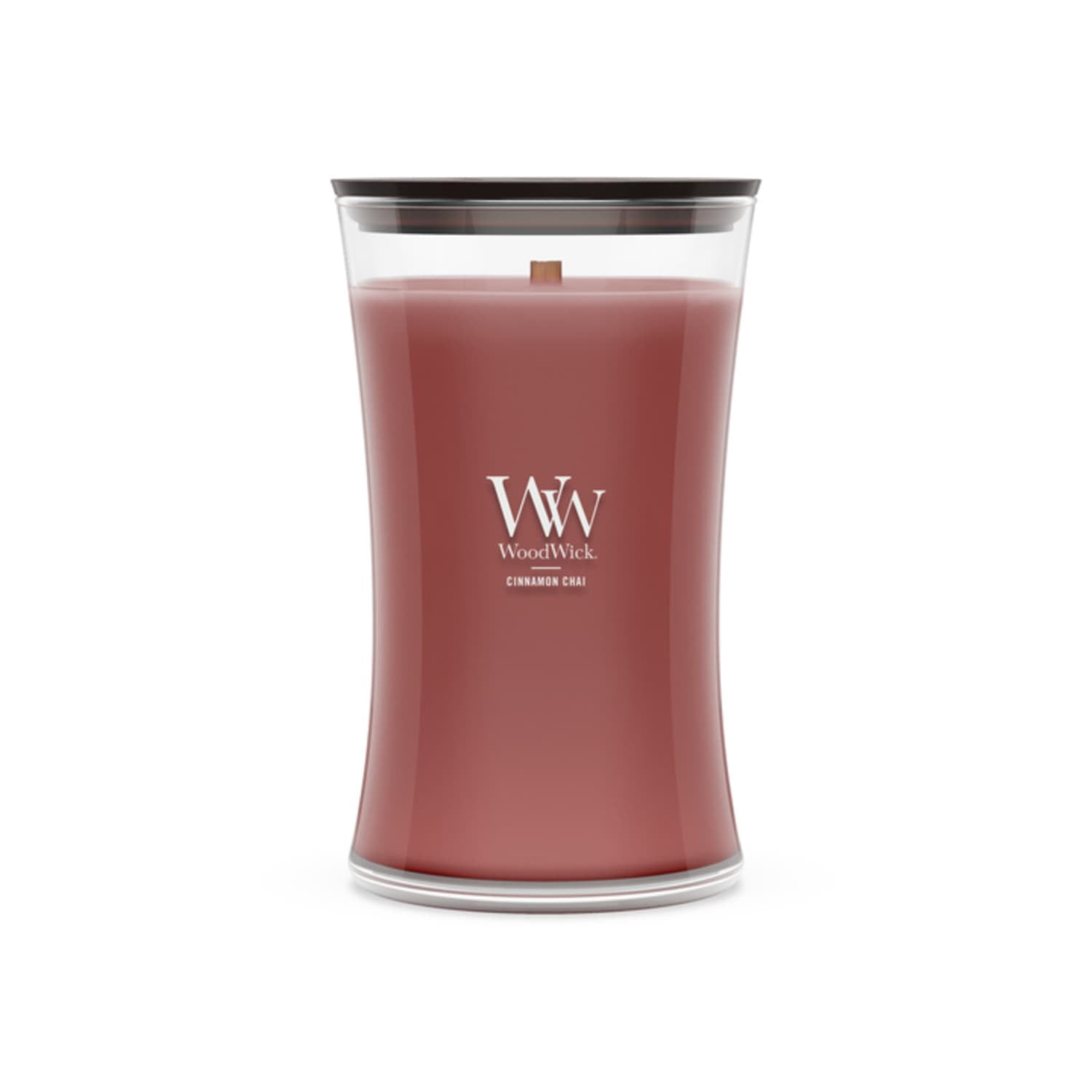 WoodWick Cinnamon Chai Scented Large Hourglass Candle, Crackles as it Burns, Perfect for Gifting, 21oz