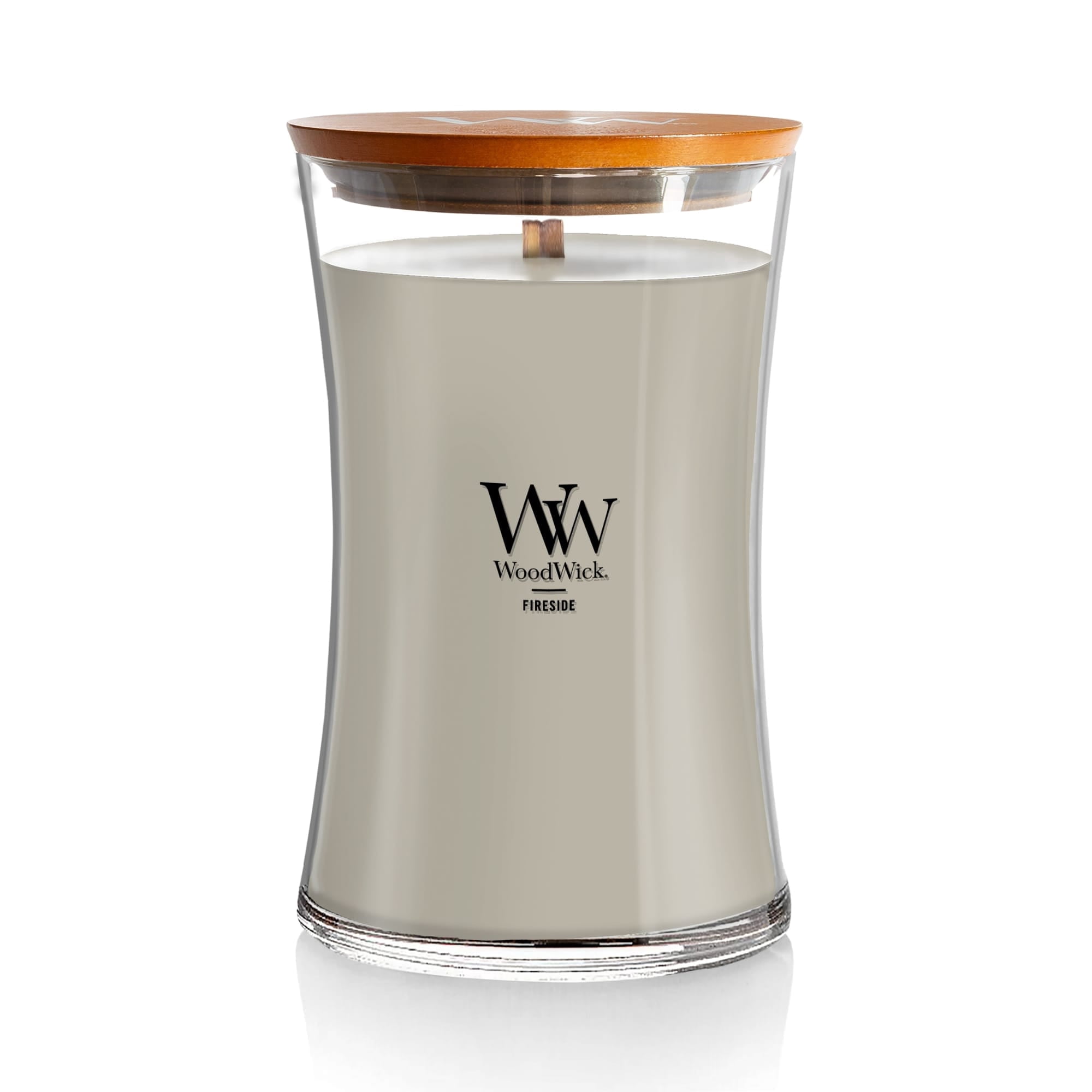 WoodWick Large Hourglass Scented Candle, Crackles as it Burns, Fireside, 21.5 oz