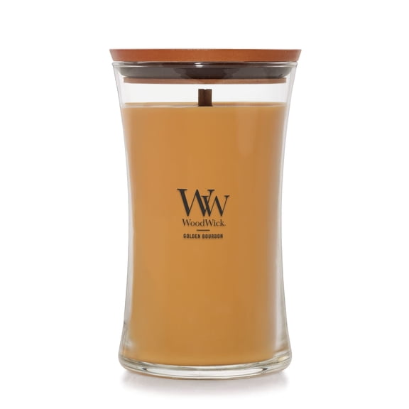 WoodWick Large Hourglass Scented Candle, Crackles as it Burns, Golden Bourbon, 21.5 oz.