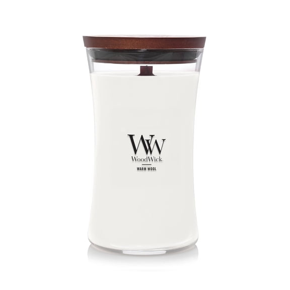 WoodWick Large Hourglass Scented Candle, Crackles as it Burns, Warm Wool, 21.5 oz.