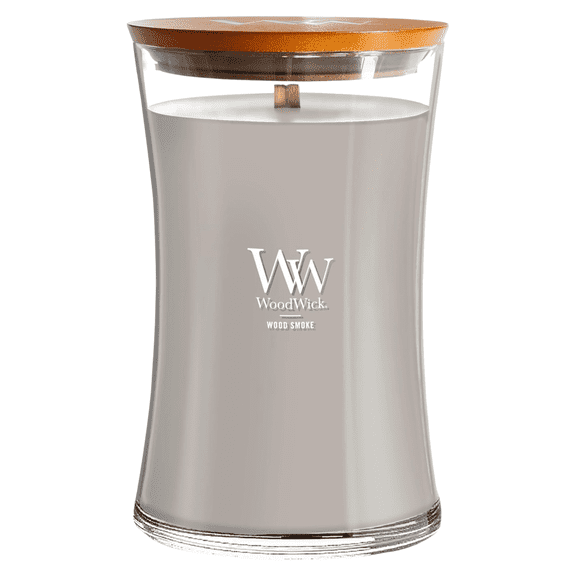 WoodWick Large Hourglass Scented Candle, Crackles as it Burns, Wood Smoke, 21.5 oz.
