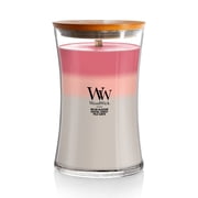 WoodWick Large Shoreline Trilogy Hourglass Scented Candle, Crackles as it Burns, Melon Blossom | Coastal Sunset | Palo Santo, 21.5 oz.