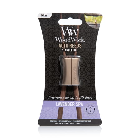 WoodWick Lavender Spa Auto Reeds Car Air Freshener Starter Kit, Hanging Air Freshener with Scented Bamboo Reeds, Car Aromatherapy