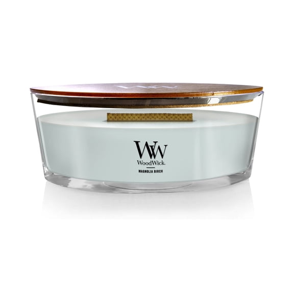 WoodWick Magnolia Birch Scented Ellipse Candle, Crackles as it Burns, Up to 50 hrs burn time, 16oz