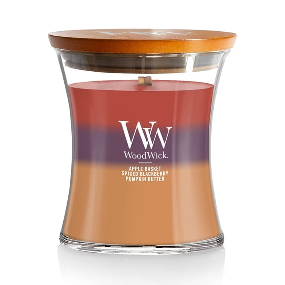 WoodWick Medium Hourglass Trilogy Scented Candle, Autumn Harvest, 9.7 oz