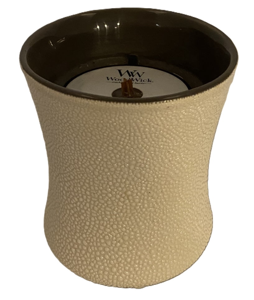 WoodWick SAND & DRIFTWOOD Small Textured Hourglass Candle with Crackling Wick 4.7oz