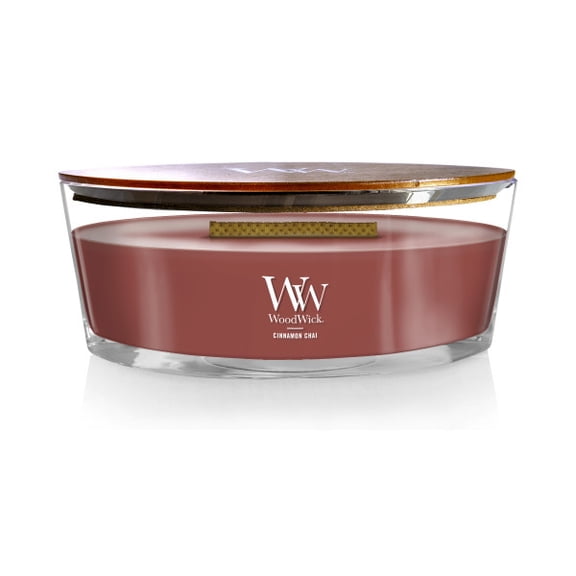 WoodWick Scented Ellipse Candle, Crackles as it Burns, Cinnamon Chai, 16oz