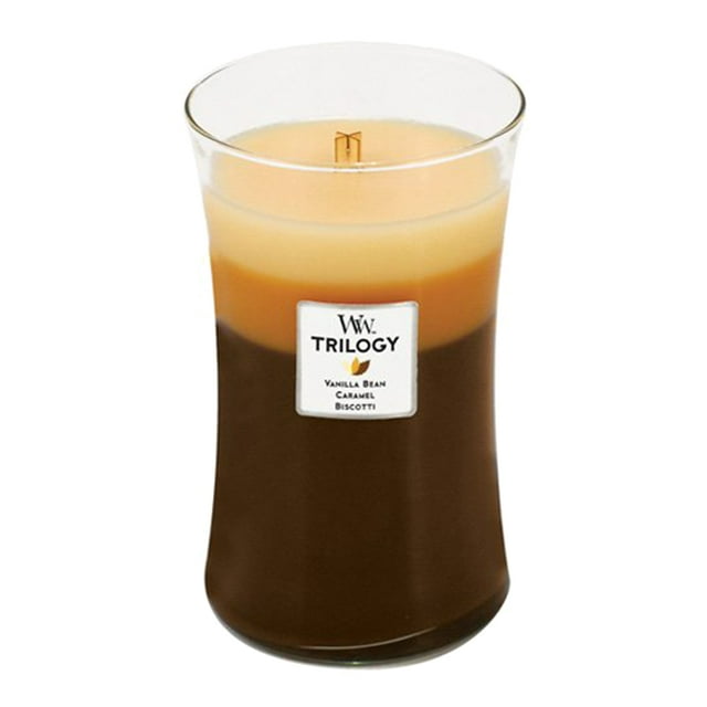 WoodWick® Trilogy Large Hourglass Candle, Café Sweets, Vanilla Bean/Caramel/Biscotti, Pluswick