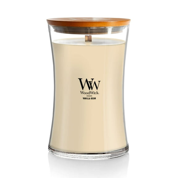 WoodWick Vanilla Bean Scented Large Hourglass Candle, Crackles as it Burns, Perfect for Gifting, 21oz