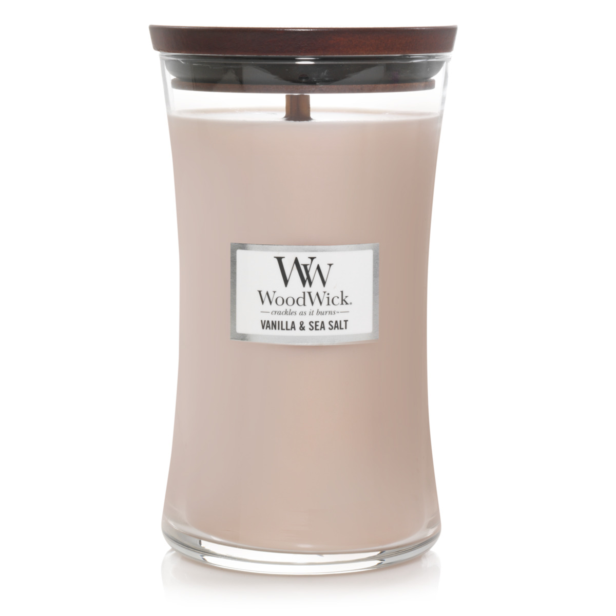 WoodWick Vanilla & Sea Salt, Scented Candle, Classic Hourglass Jar, Large 7-inch, 21.5 Ounce - image 1 of 5