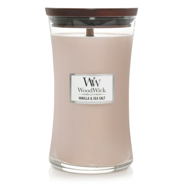 WoodWick Vanilla & Sea Salt, Scented Candle, Classic Hourglass Jar, Large 7-inch, 21.5 Ounce