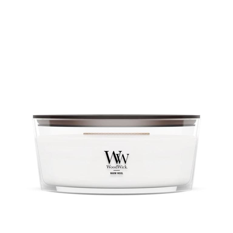 Woodwick, Candle, 16 oz, Warm Wool Ellipse White with Hearthwick