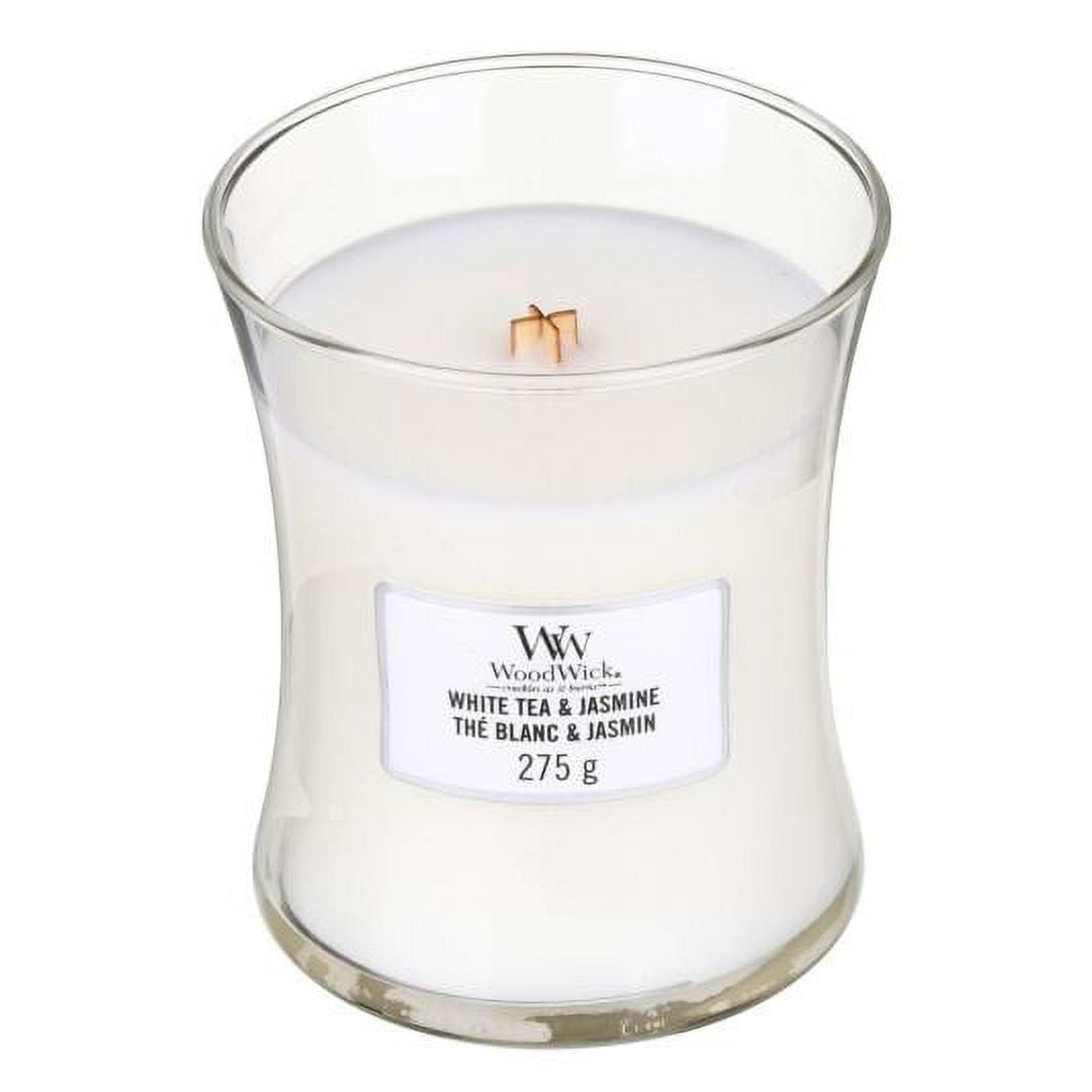 WoodWick White Tea & Jasmine Medium Hourglass Jar Candle