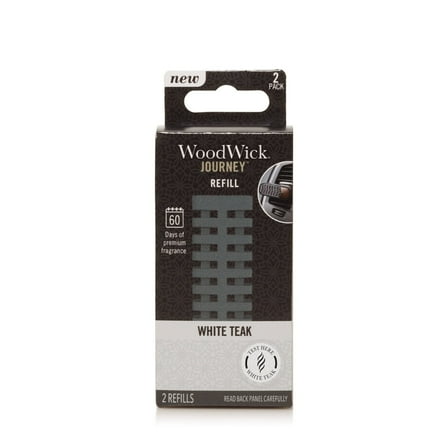 WoodWick White Teak Auto Reed Refills, 2 Pack, Car Air Freshener, Lasts up to 60 Days