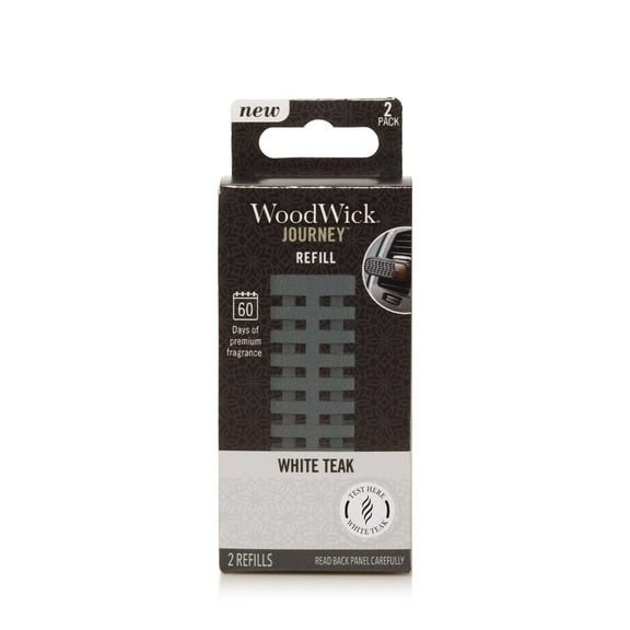 WoodWick White Teak Auto Reed Refills, 2 Pack, Car Air Freshener, Lasts up to 60 Days