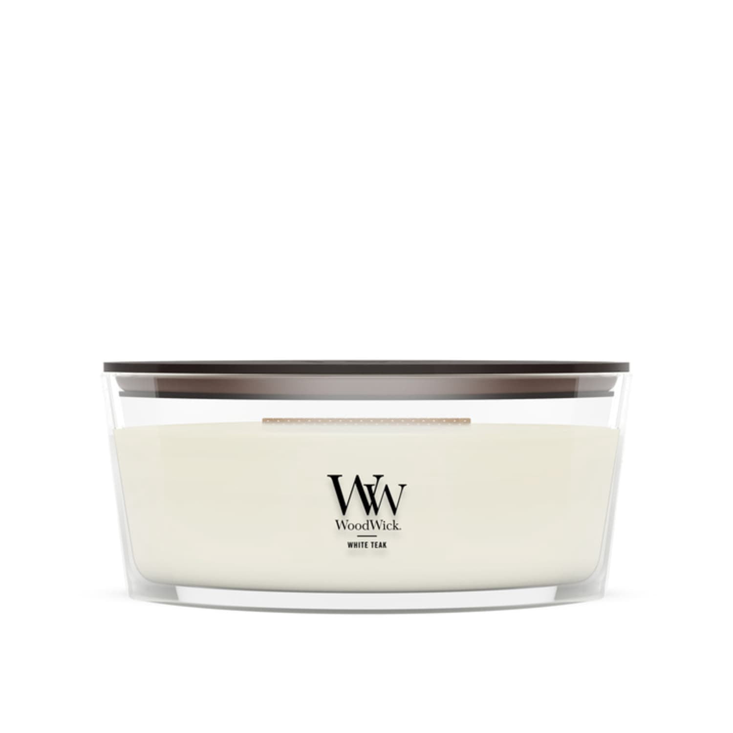 WoodWick Large Soy Scented Candle - Ellipse Shape, White Teak