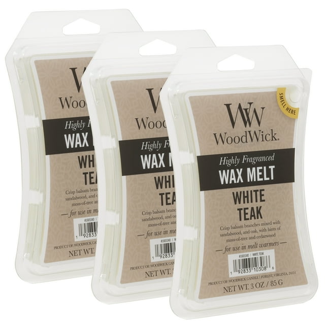 WoodWick White Teak Wax Melts, 3 Oz, 3Packs