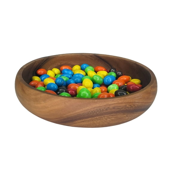 Woodard & Charles Acacia Wood Multipurpose Serving Bowl, for Serving, Candy, Snacks, Fruit, and More, 8" x 1.5"