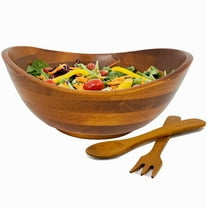 Woodard & Charles Wave Salad Bowl and Servers - 3 Piece Set - 11 3/4" x 11" x 5"