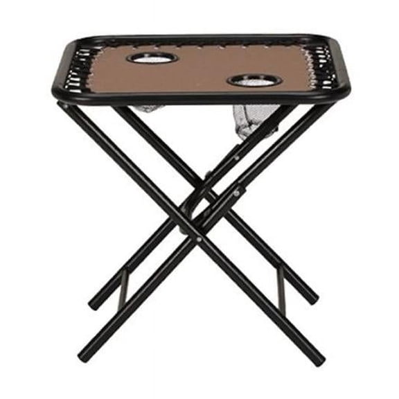 Woodard 270114 Sunny Isles Folding Side Table with 2 Cup Holders for Zero Gravity Chair, Mocha Tan