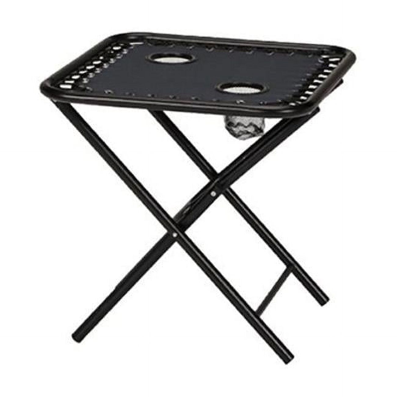 Navy Blue Folding Side Table with Black Frame and Cup Holders