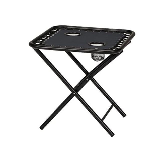 Navy Blue Folding Side Table with Black Frame and Cup Holders