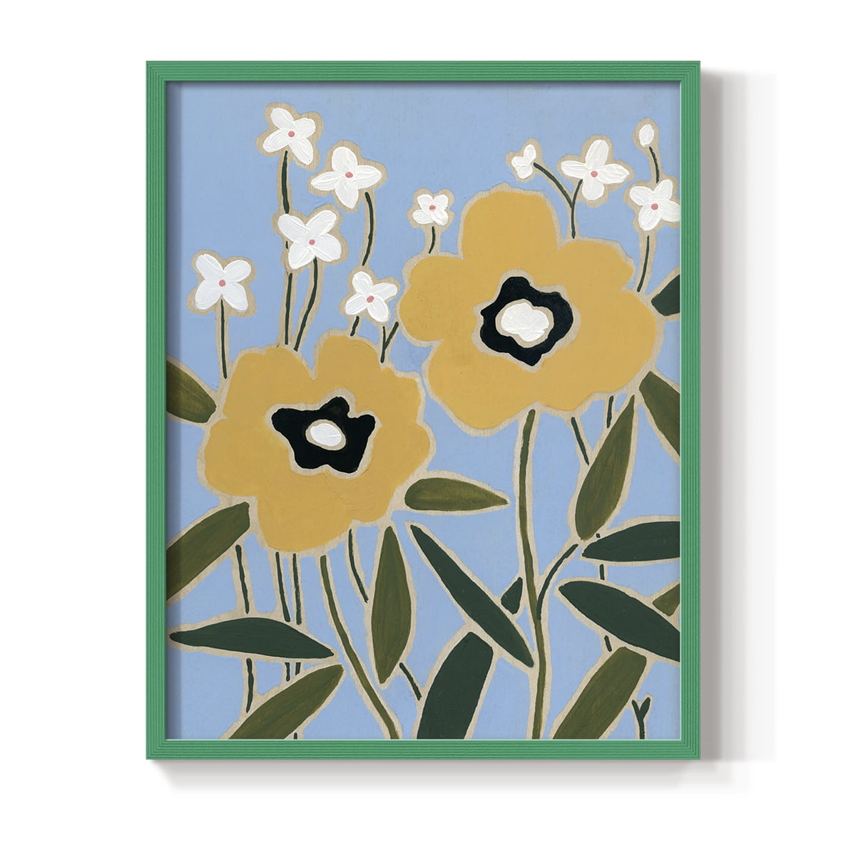 Woodblock Floral II Framed Print - Solid Wood in Single Picture Frame Solid Wood 2 Framed Print