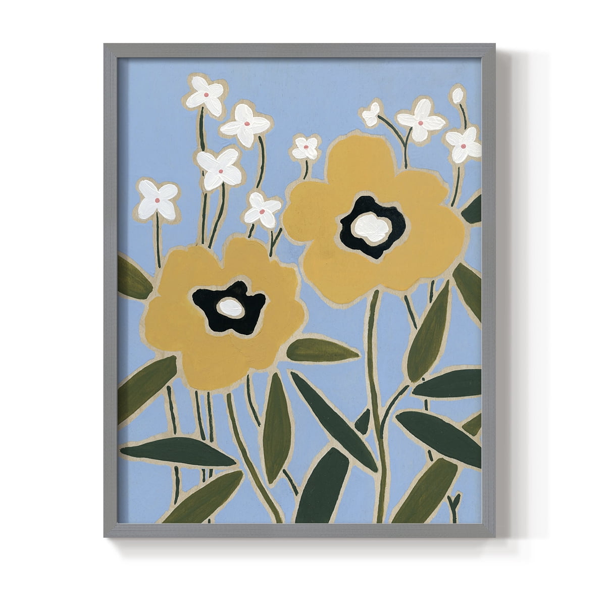 Woodblock Floral II Framed Print - Solid Wood in Single Picture Frame Solid Wood 2 Framed Print