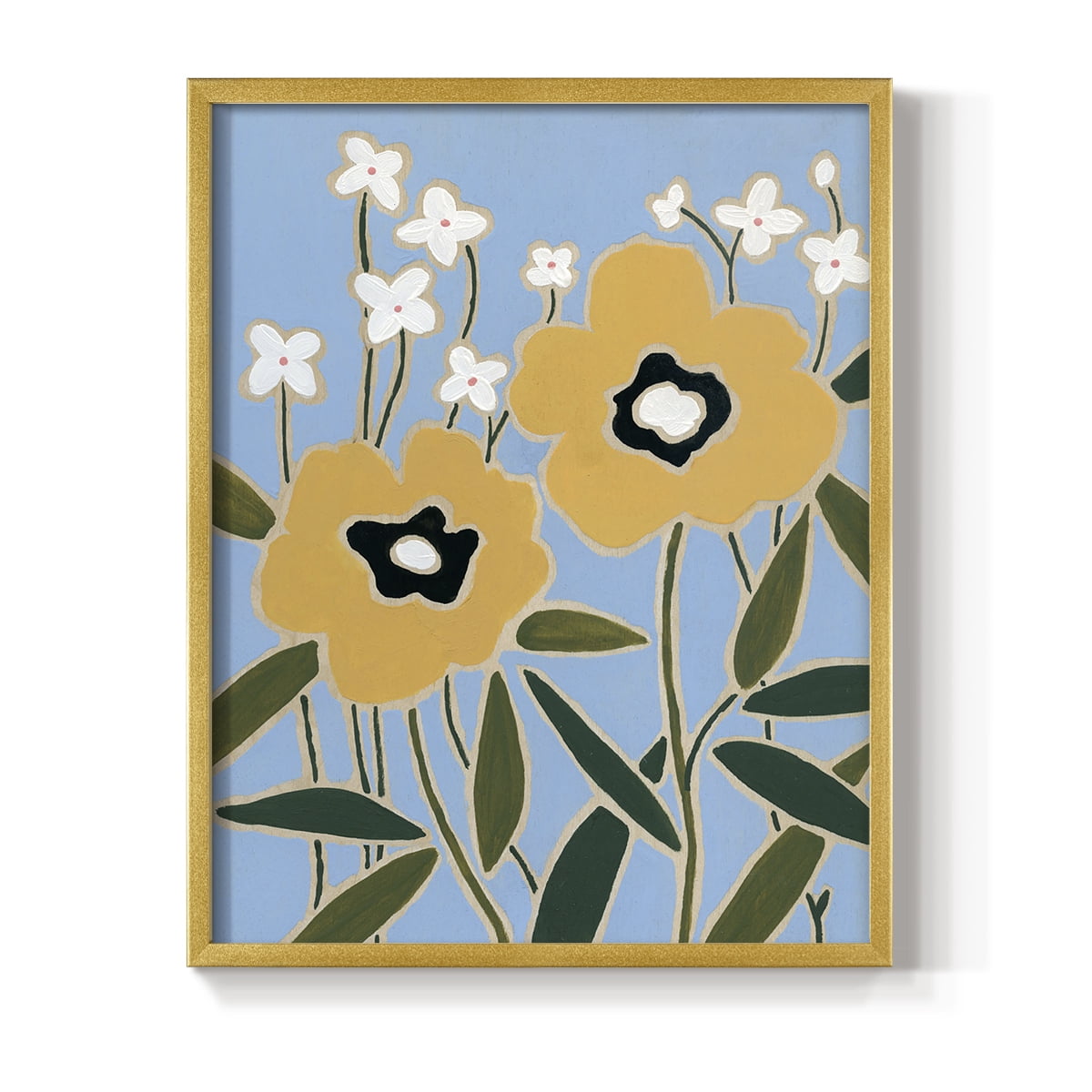 Woodblock Floral II Framed Print - Solid Wood in Single Picture Frame Solid Wood 2 Framed Print