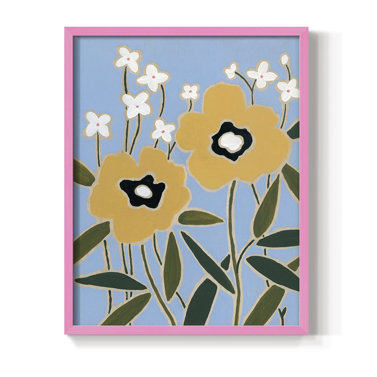 Woodblock Floral II Framed Print - Solid Wood in Single Picture Frame Solid Wood 2 Framed Print