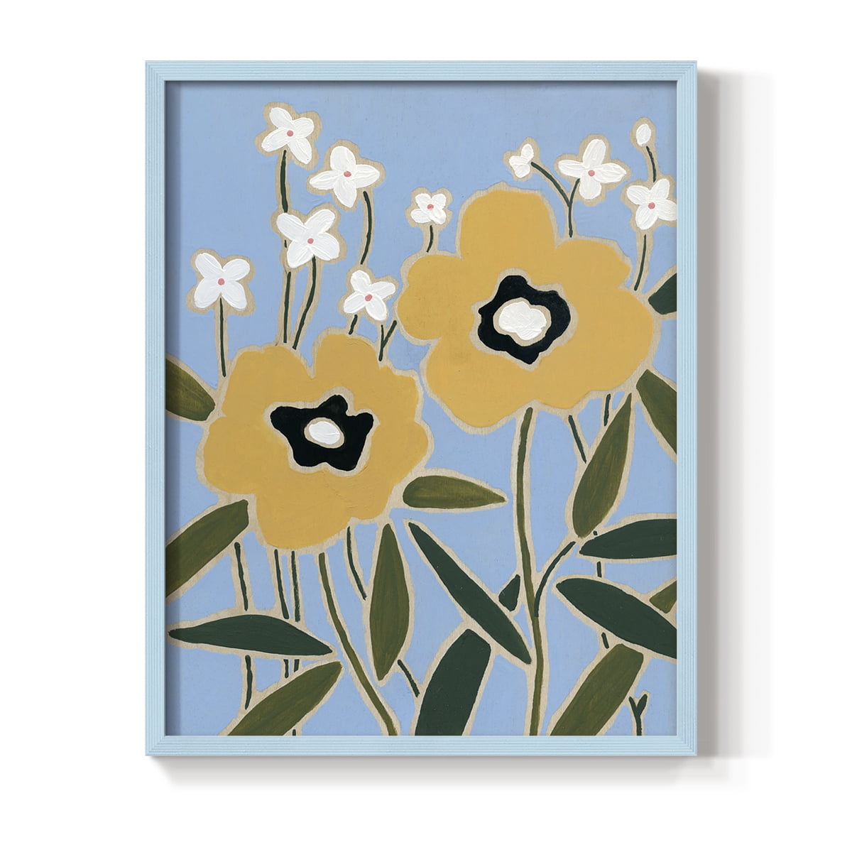 Woodblock Floral II Framed Print - Solid Wood in Single Picture Frame Solid Wood 2 Framed Print
