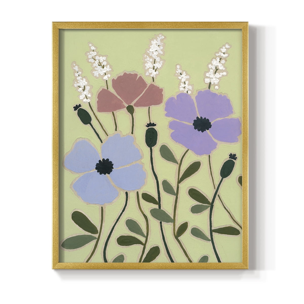 Woodblock Floral III Framed Print - Solid Wood in Single Picture Frame Solid Wood 2 Framed Print