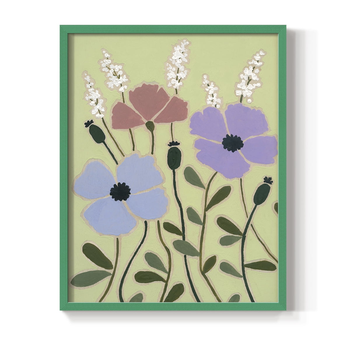 Woodblock Floral III Framed Print - Solid Wood in Single Picture Frame Solid Wood 2 Framed Print