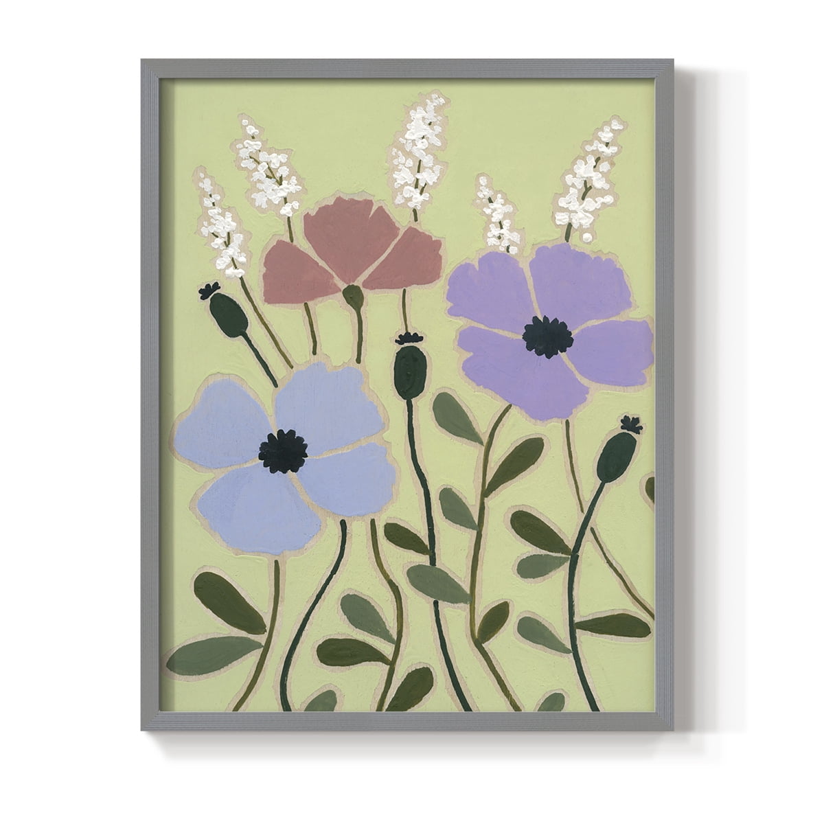 Woodblock Floral III Framed Print - Solid Wood in Single Picture Frame Solid Wood 2 Framed Print