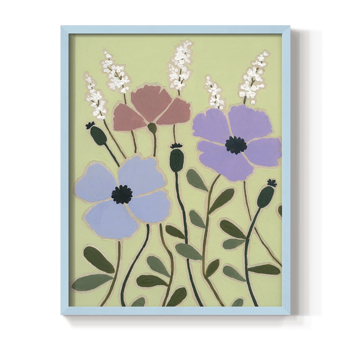 Woodblock Floral III Framed Print - Solid Wood in Single Picture Frame Solid Wood 2 Framed Print