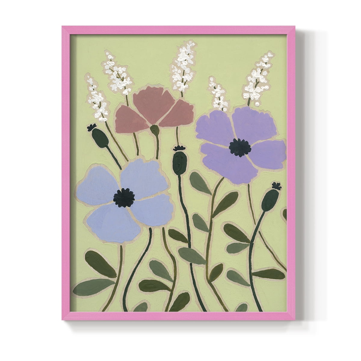 Woodblock Floral III Framed Print - Solid Wood in Single Picture Frame Solid Wood 2 Framed Print