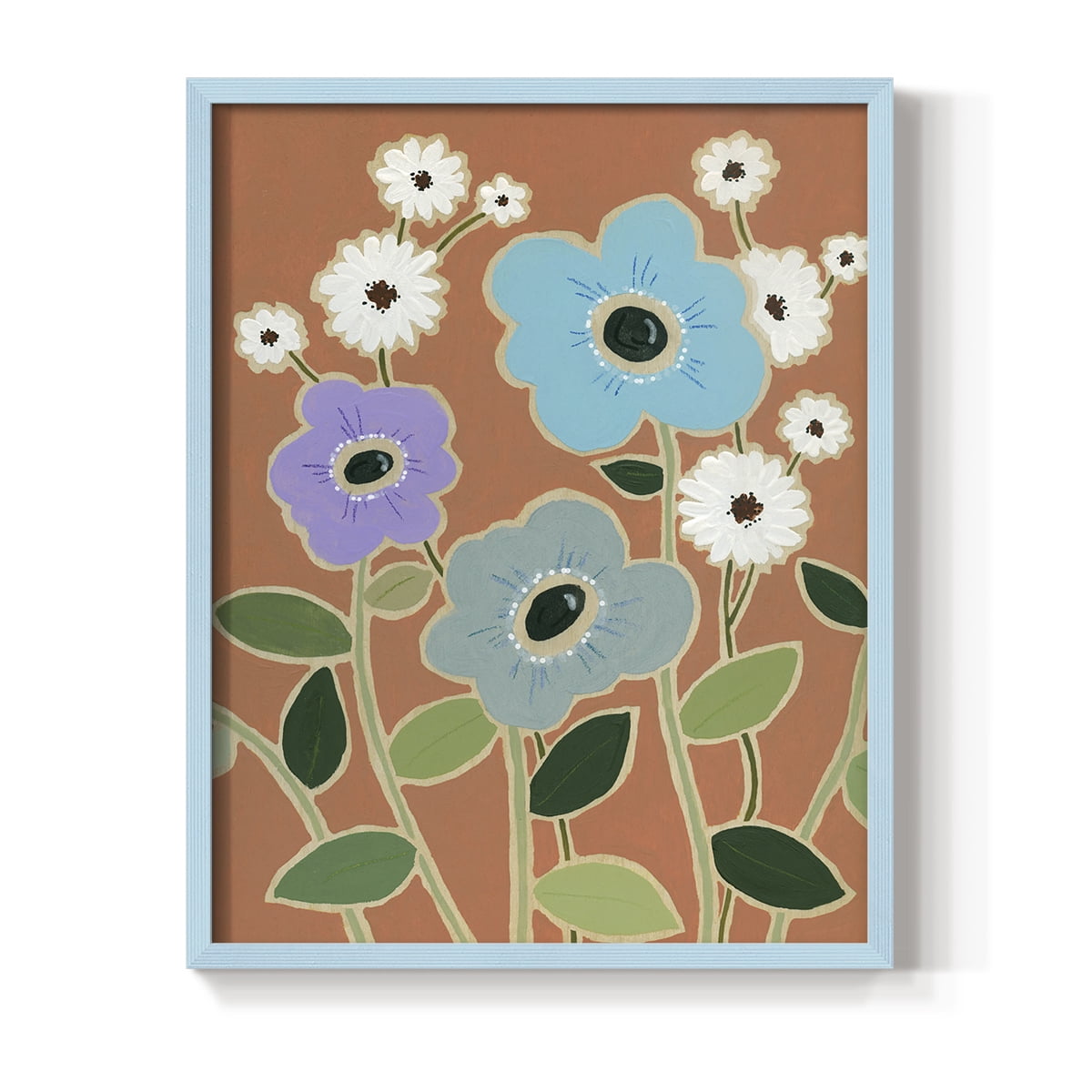 Woodblock Floral IV Framed Print - Solid Wood in Single Picture Frame Solid Wood 2 Framed Print