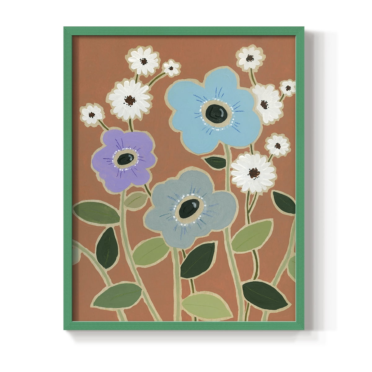 Woodblock Floral IV Framed Print - Solid Wood in Single Picture Frame Solid Wood 2 Framed Print