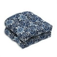 thumbnail image 1 of Pillow Perfect Outdoor/ Indoor Woodblock Prism Blue Wicker Seat Cushion (Set of 2), 1 of 2