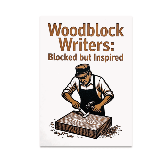 Woodblock Writers: Blocked but Inspired - Writer Decor - 13x19 Poster Print