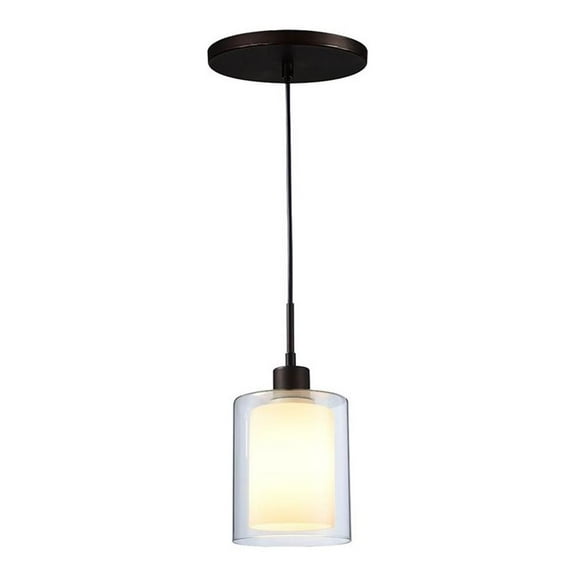 Woodbridge Lighting Alaina 1 Light Mini Pendant in Bronze/Opal Glass