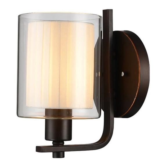 Woodbridge Lighting Alaina 1 Light Wall Sconce in Bronze Off White Pleated