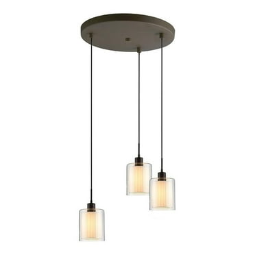Woodbridge Lighting Alaina 3-Light Mini Pendant in Bronze/Opal Glass